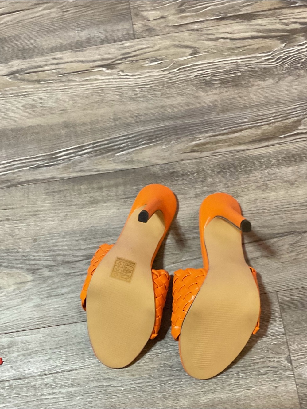 Orange Braided Slide Heel Sandals - Women